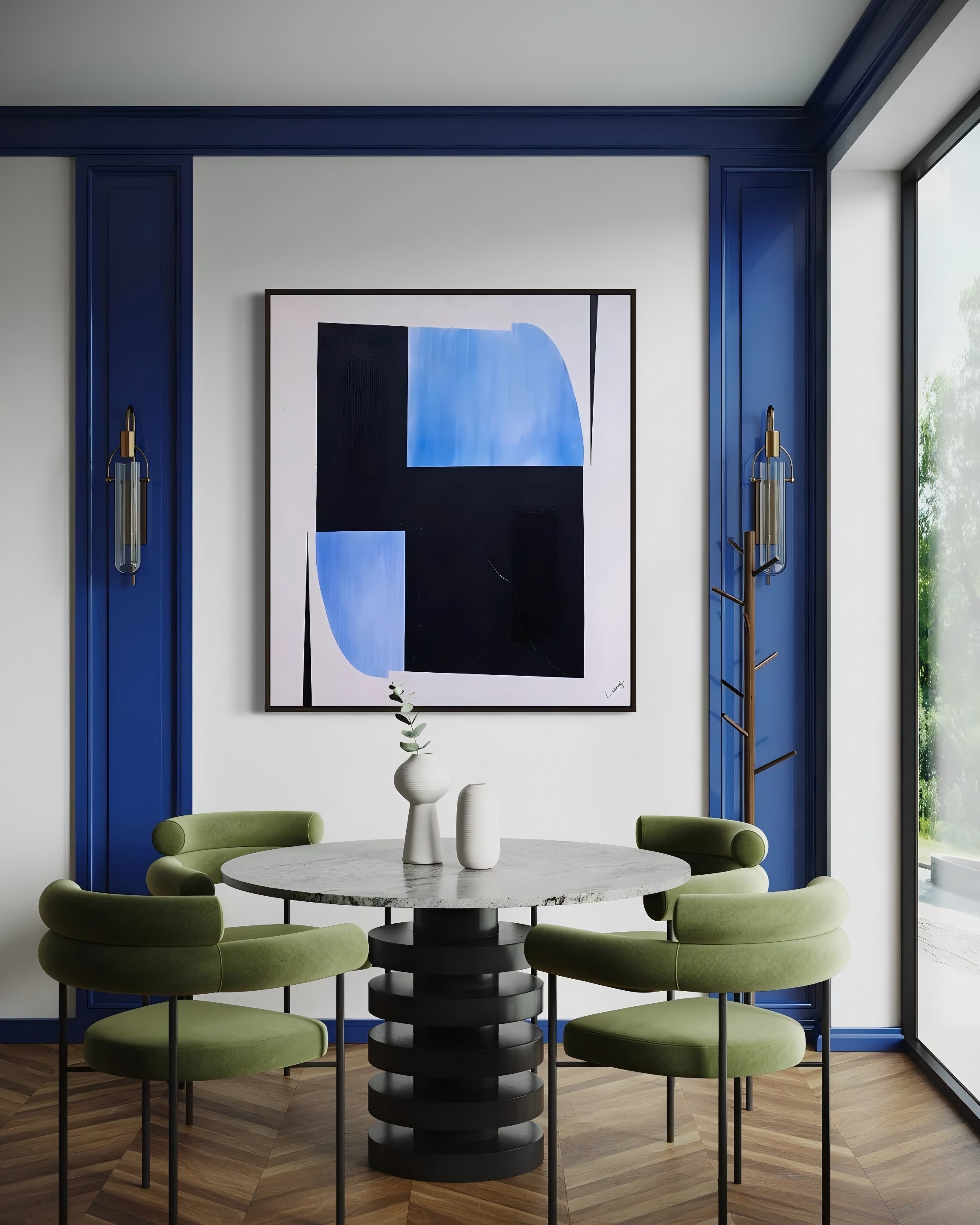 Black and Blue Abstract Painting