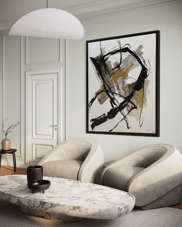 Abstract Gesture with Gold Accents