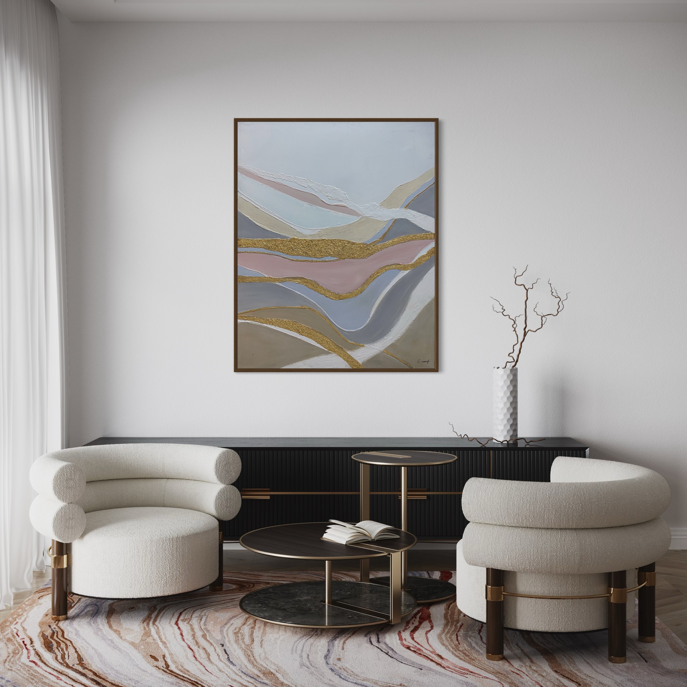 Layered Forms in Pink and Grey