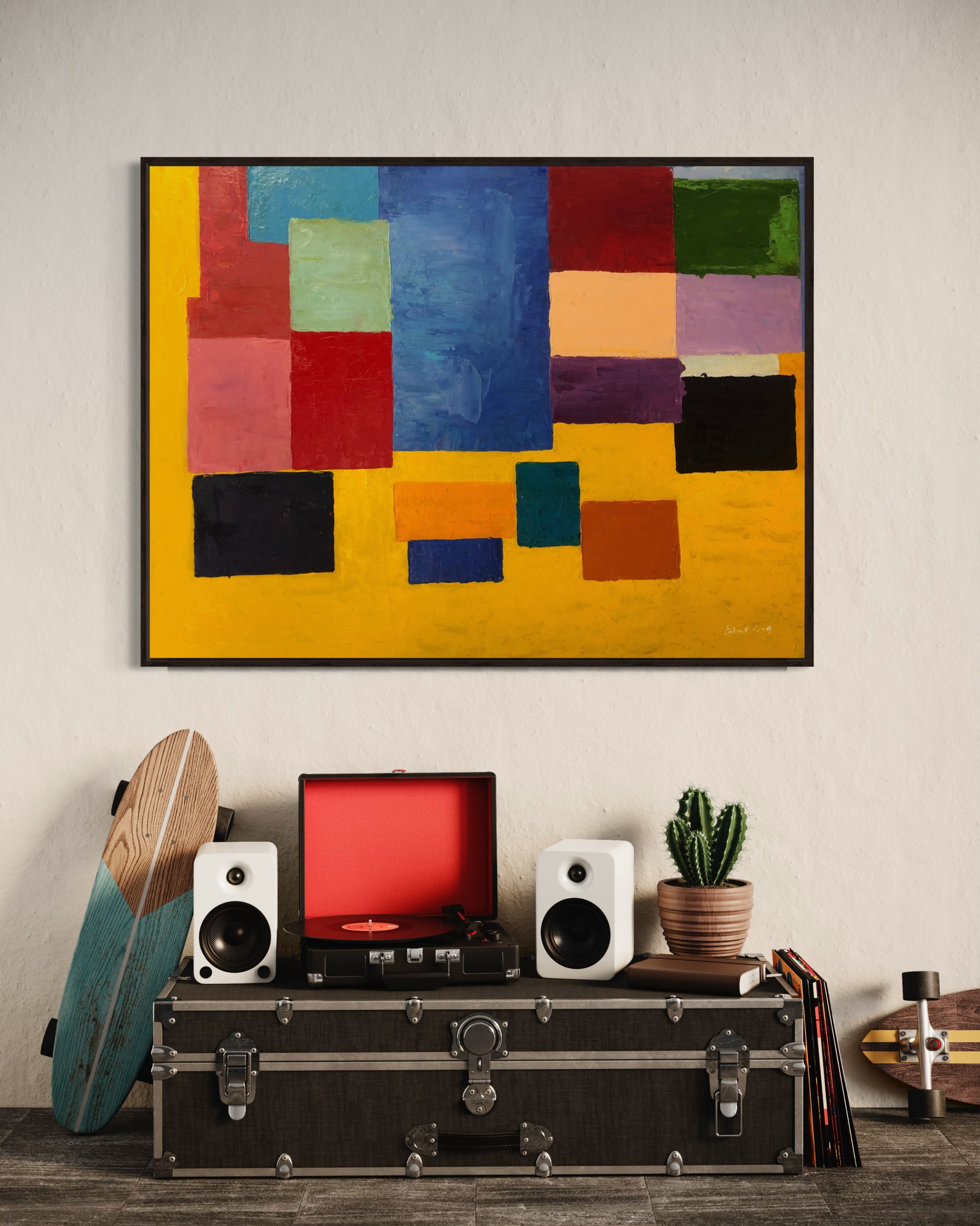 Color Cubes Abstract Painting: Vibrant Expressionism Art