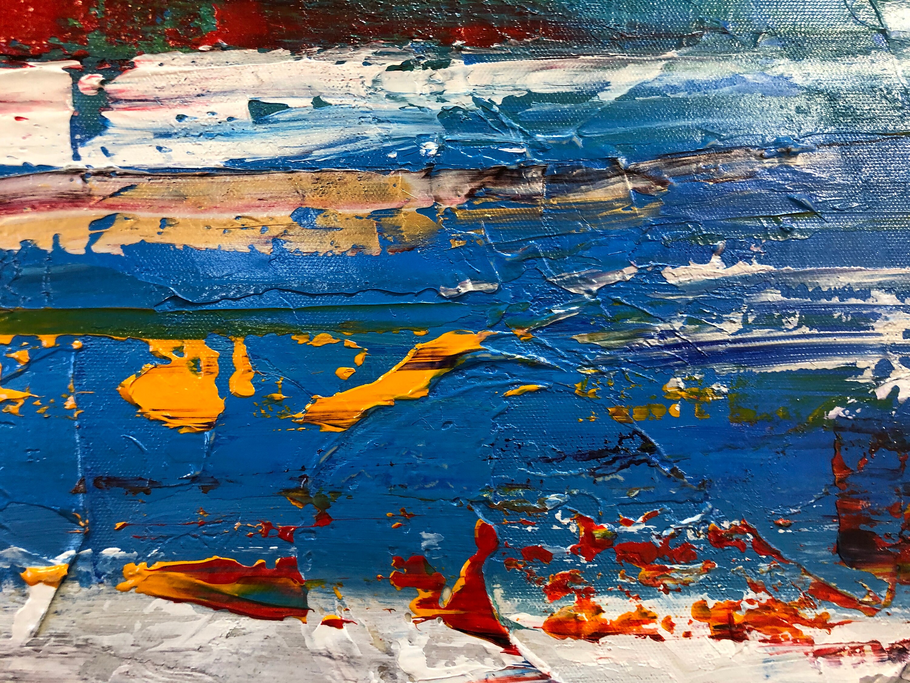Original Abstract Painting: Vibrant Color Wash, Modern Art