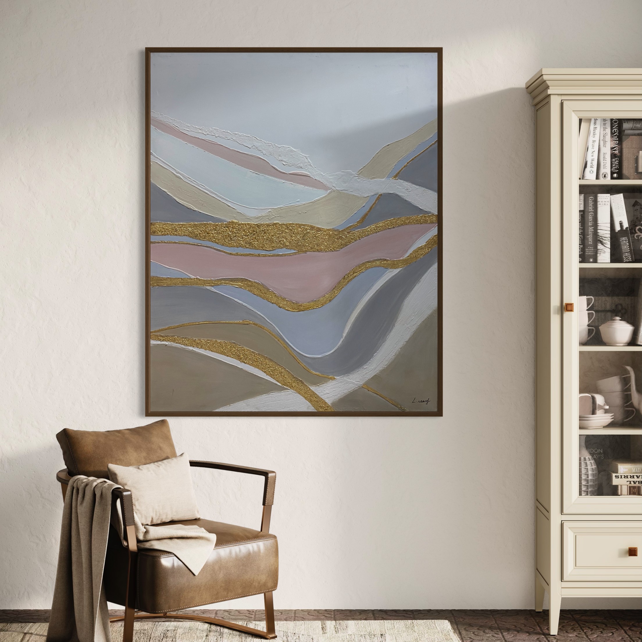 Layered Forms in Pink and Grey