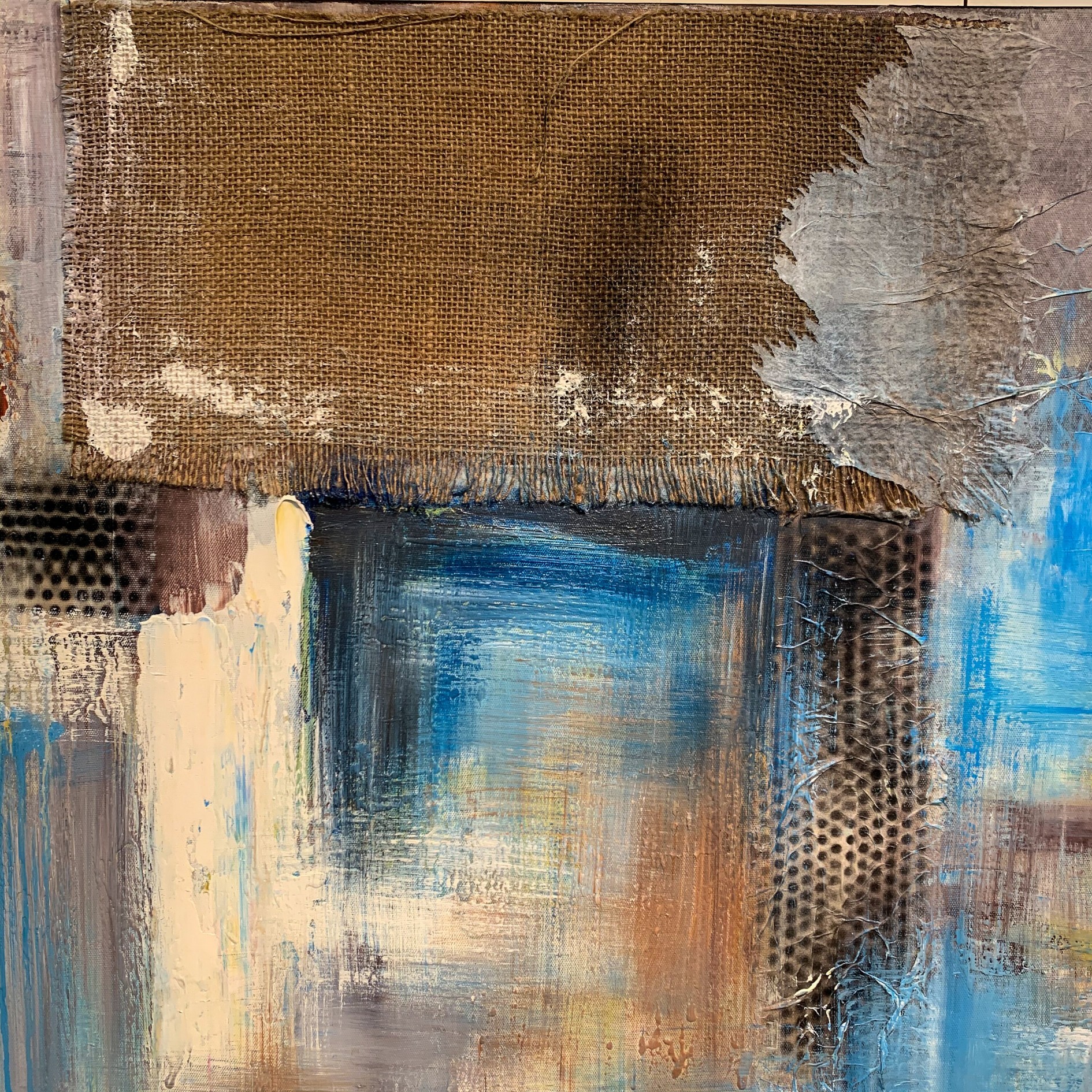 Abstract Color Block Painting: Modern Collage Art