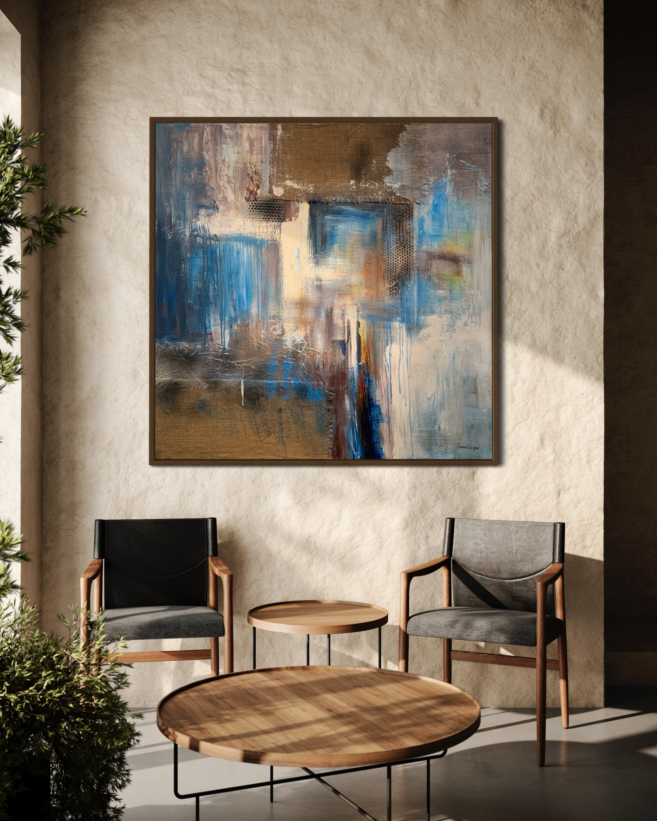 Abstract Color Block Painting: Modern Collage Art