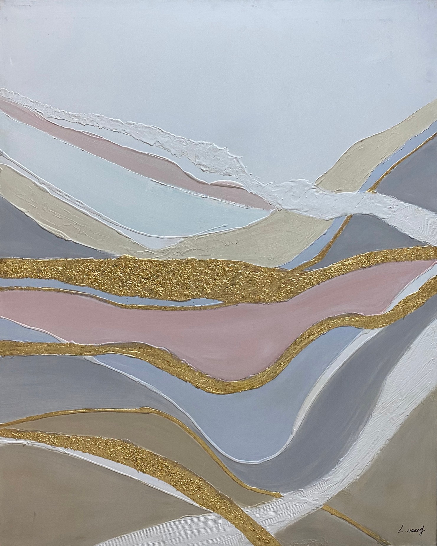 Layered Forms in Pink and Grey