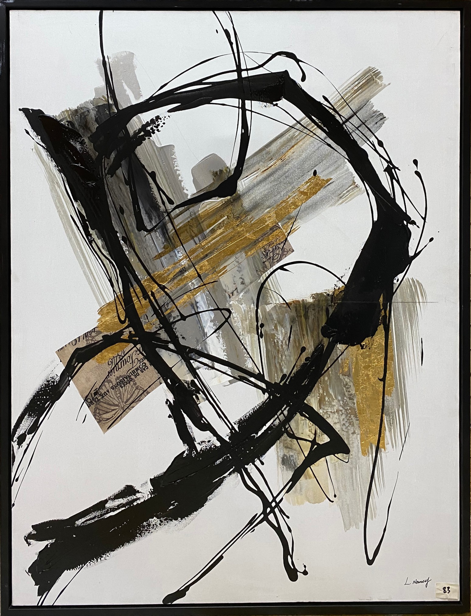 Abstract Gesture with Gold Accents