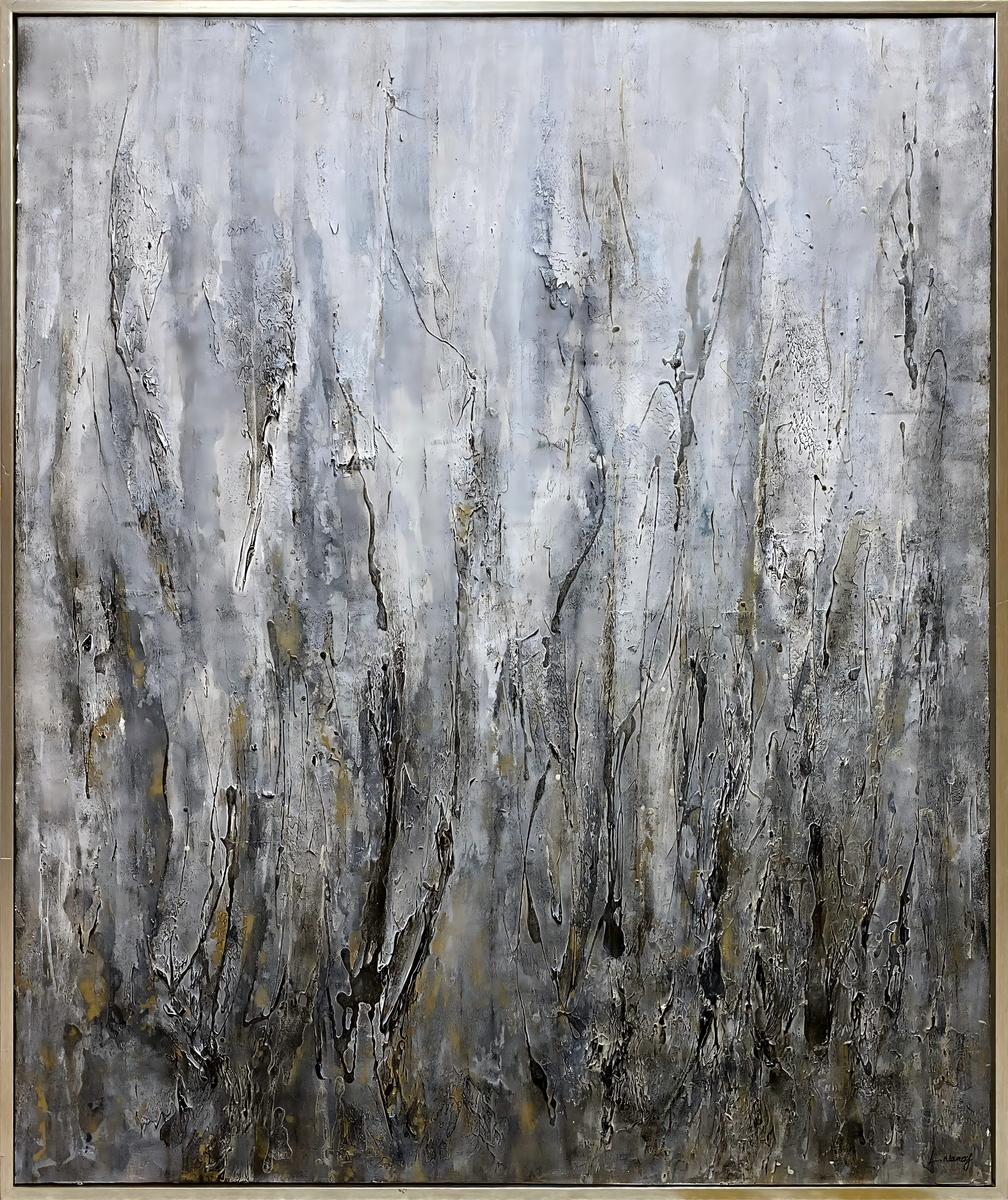 Gray Abstraction with Vertical Textures