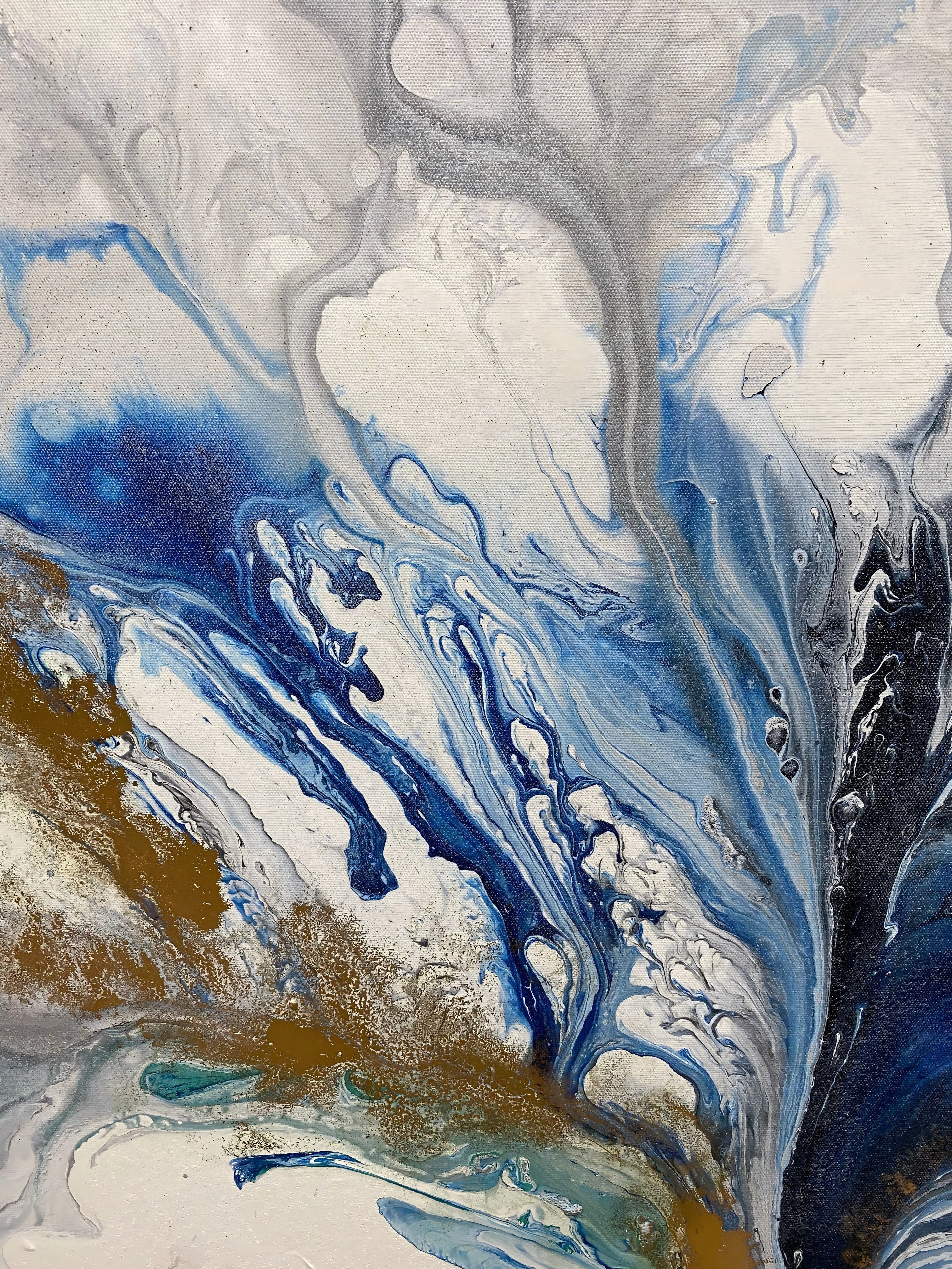 Abstract Fluid in Blue and Gold