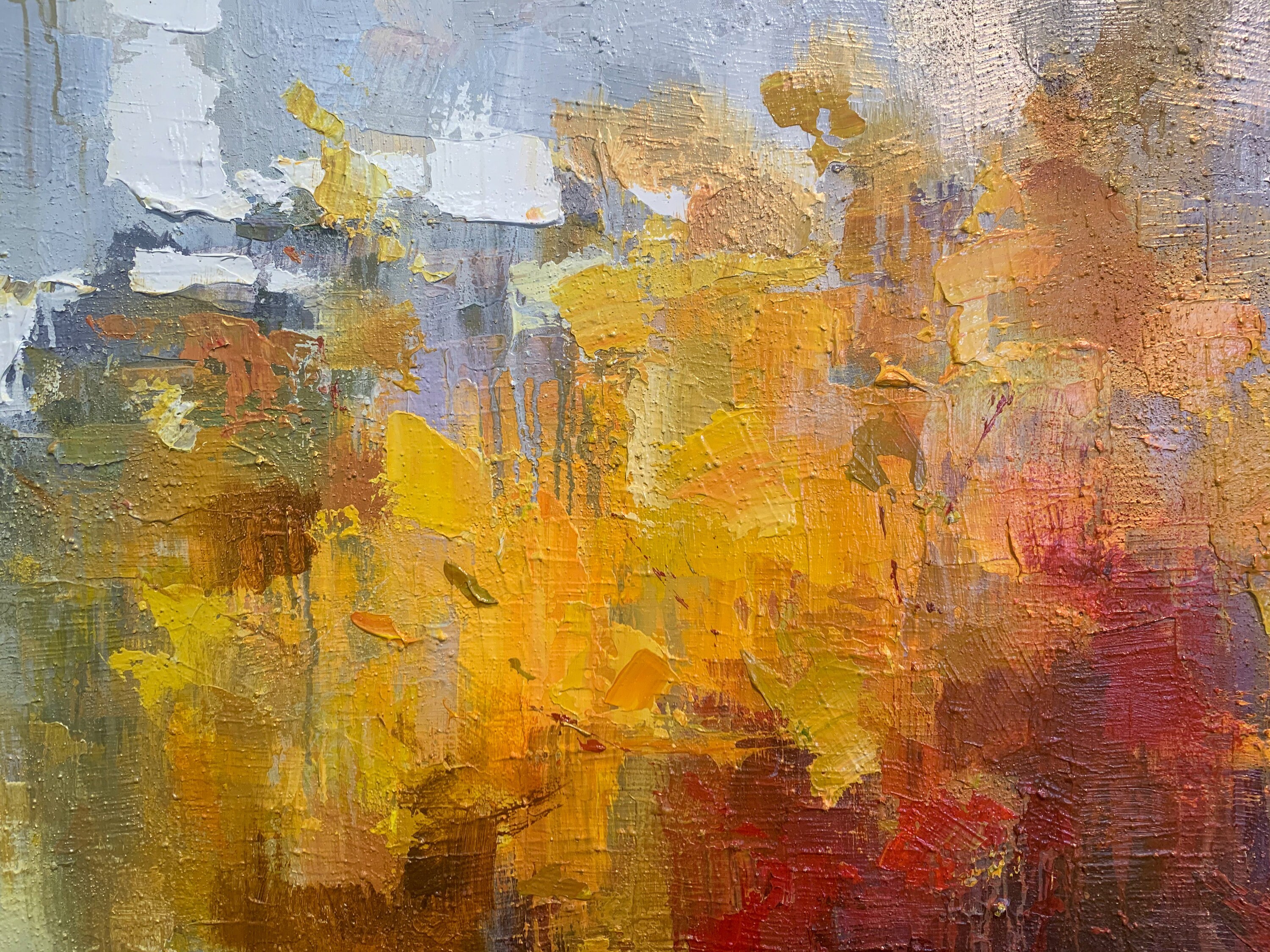 Abstract Orange and Blue Painting: Expressionism Wall Art