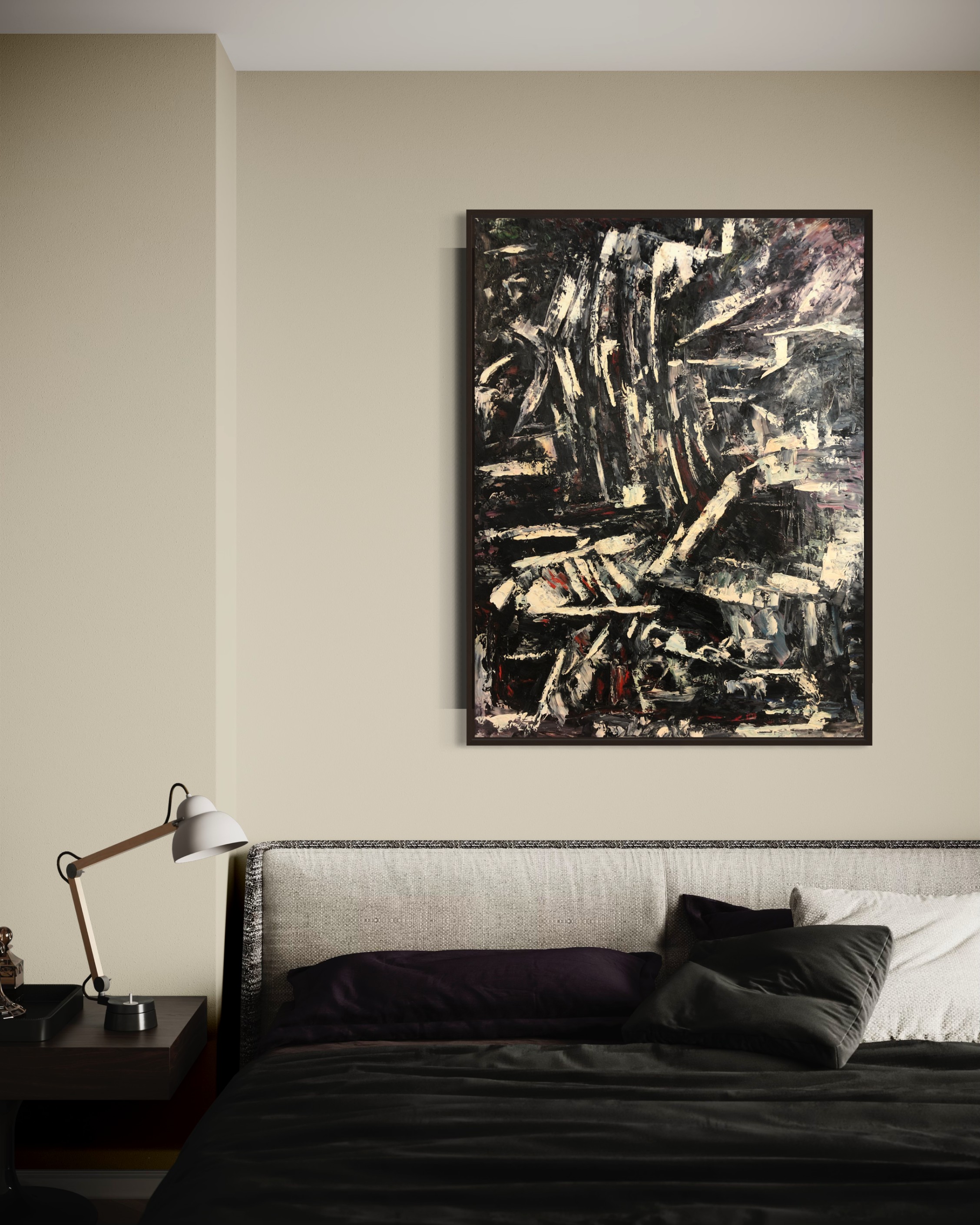 Abstract in Black, White, and Red