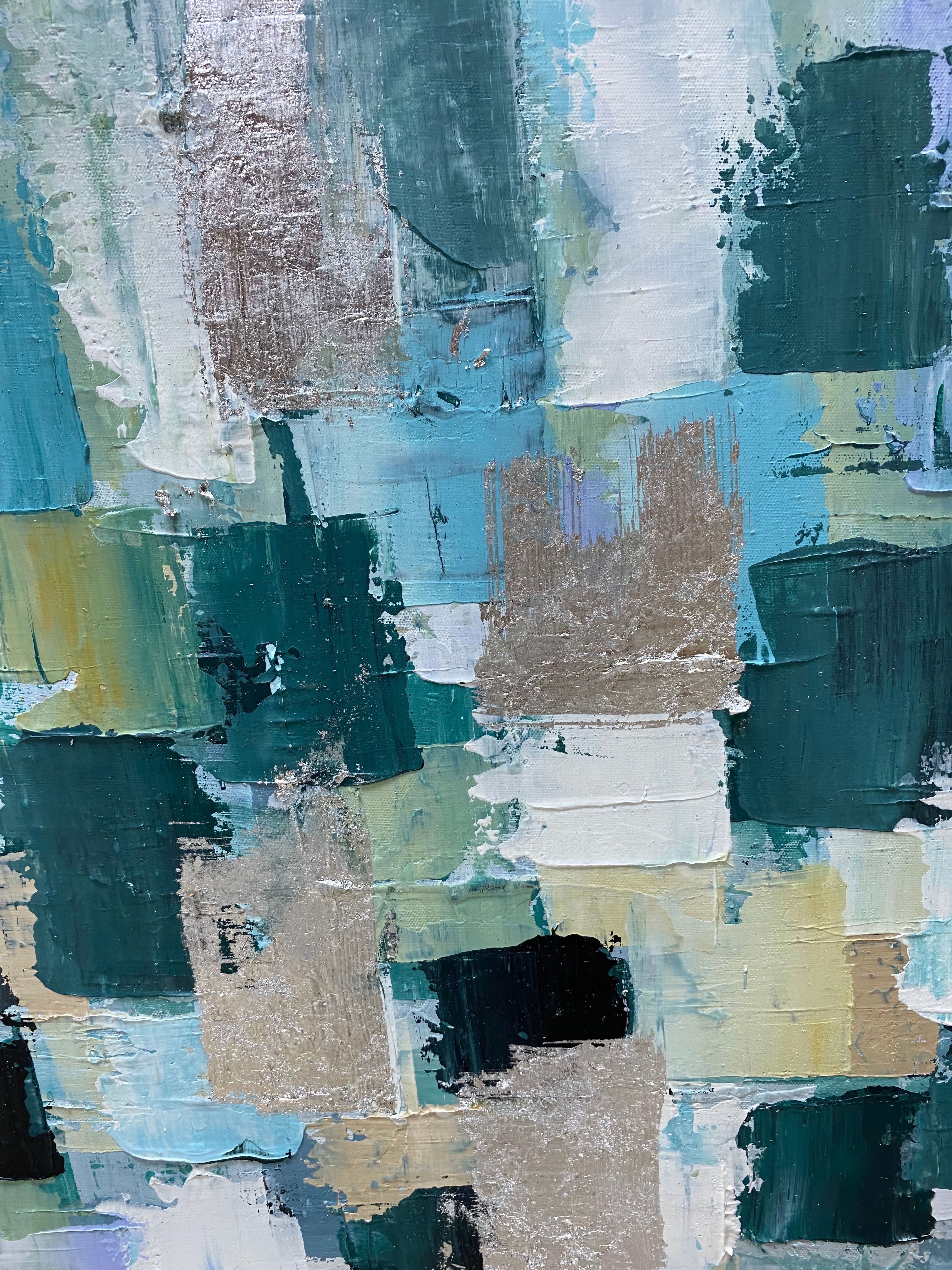 Abstract Mosaic in Blue and Silver