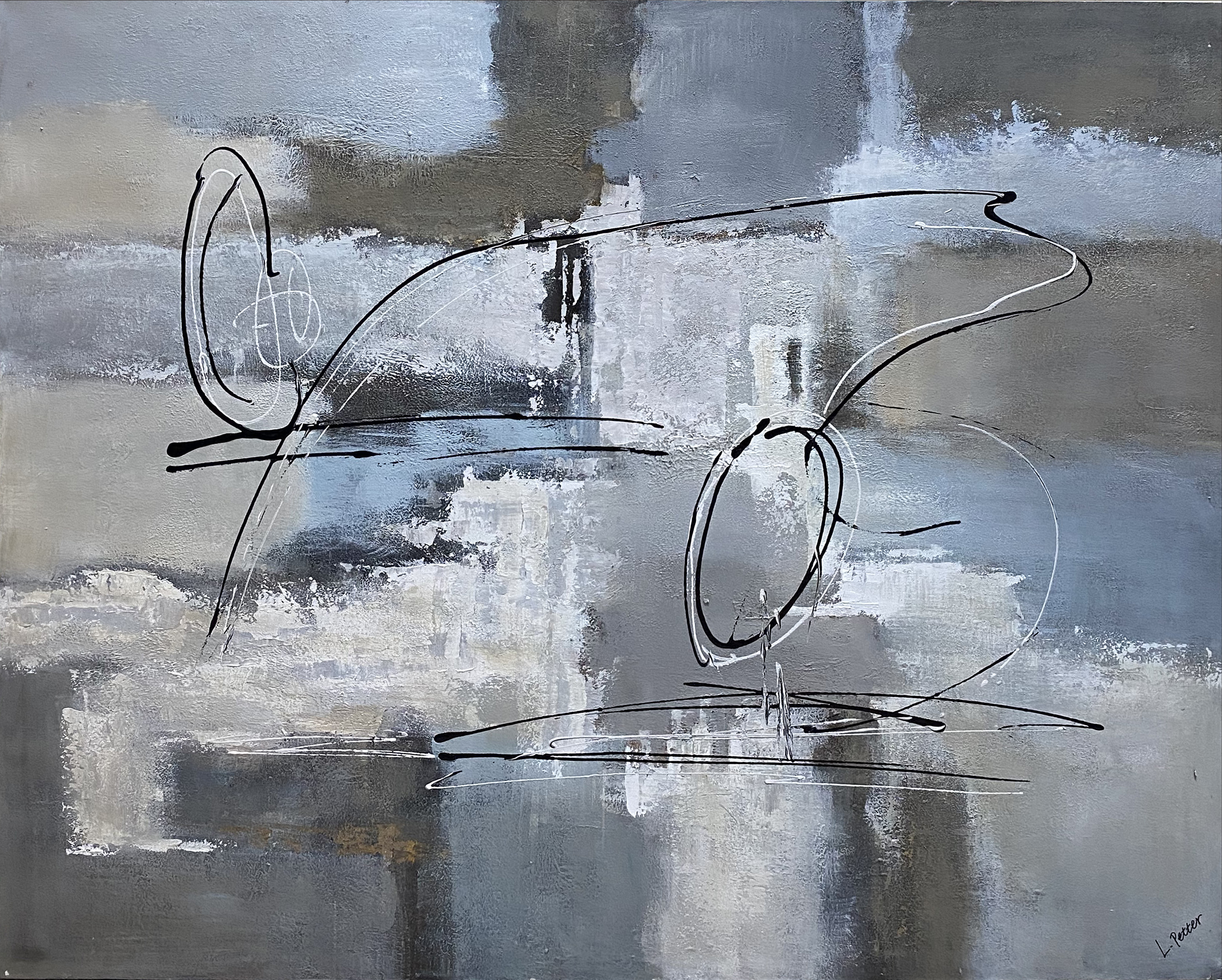 Blue-Gray Abstraction with Gesture