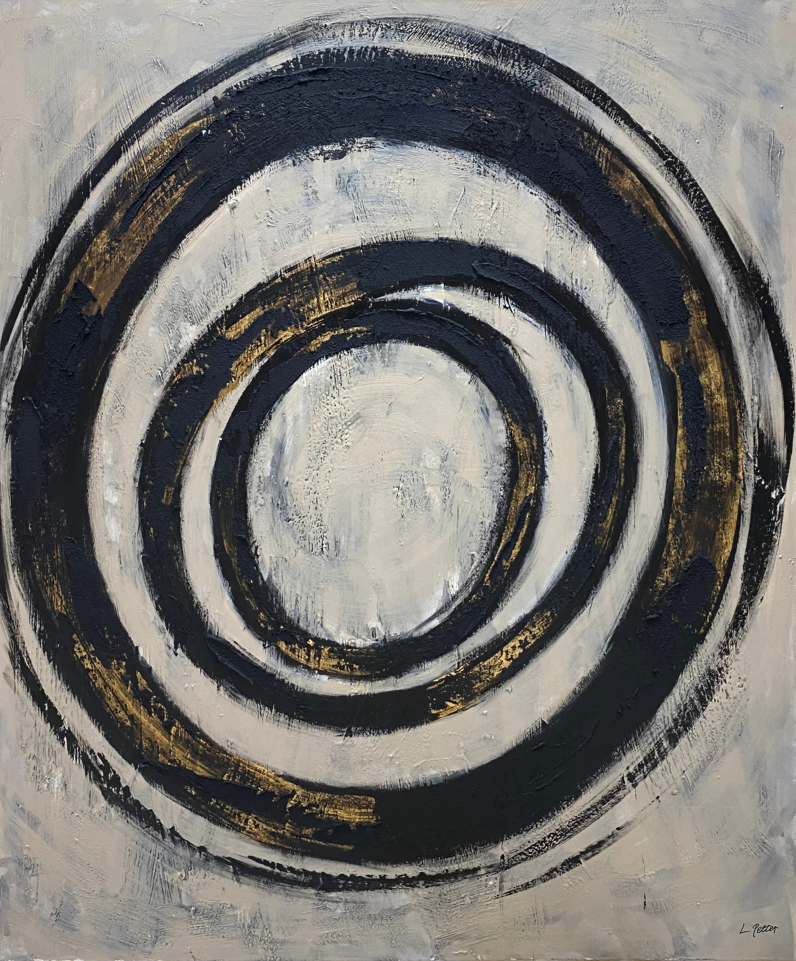 Black Circles with Gold Leaf