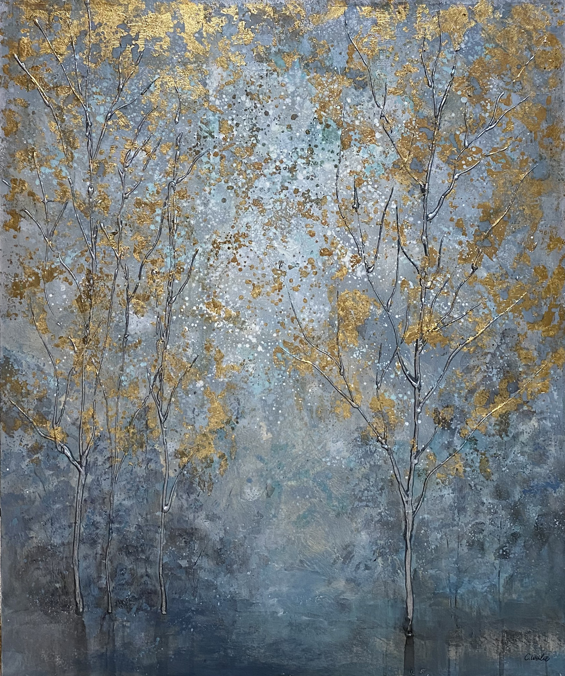 Golden Trees in Mist